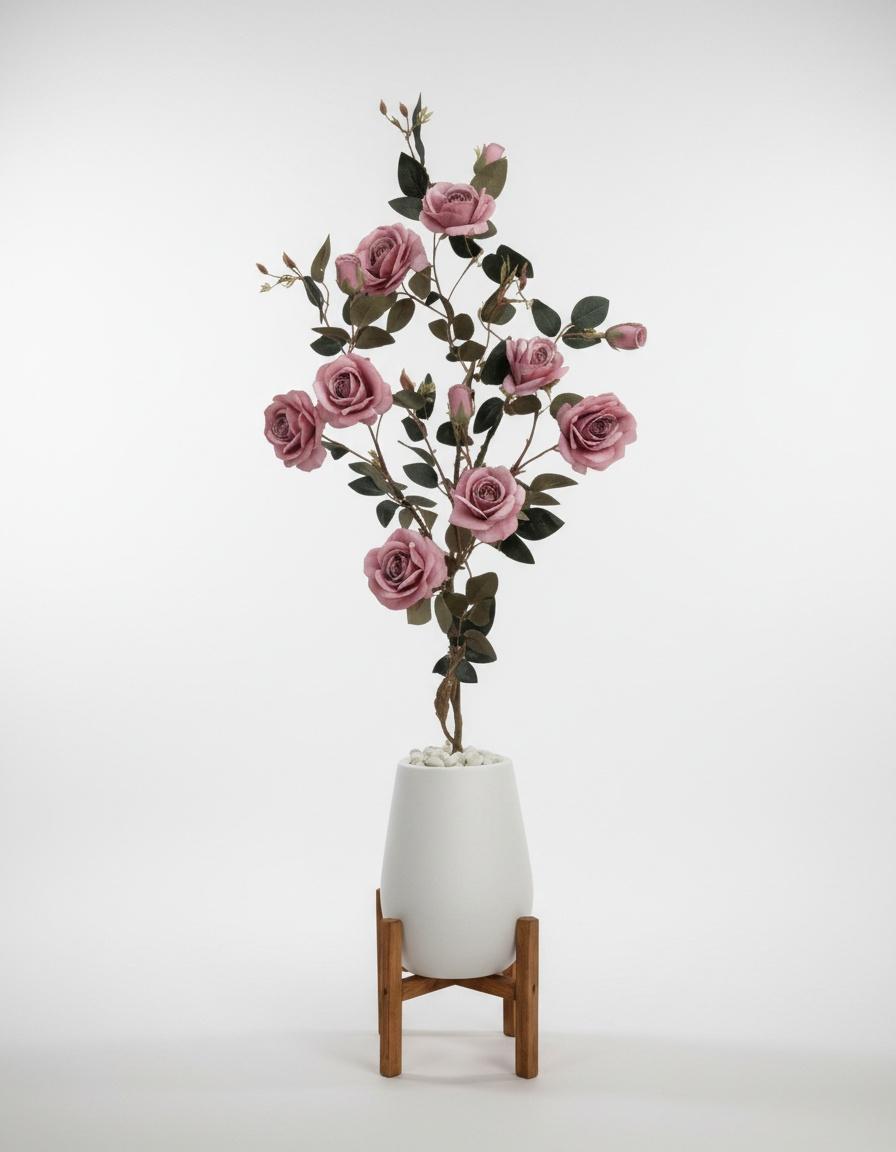 Artificial Old Pink Rose in Pot 1