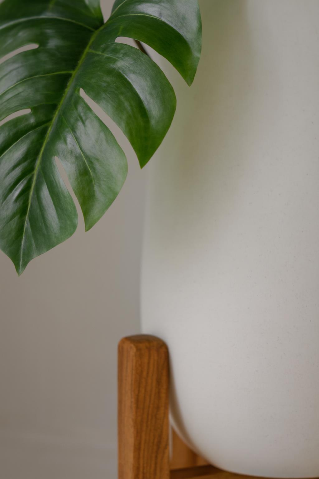 Monstera Artificielle  Avec Grand Pot en Céramique et Support en Bois 4