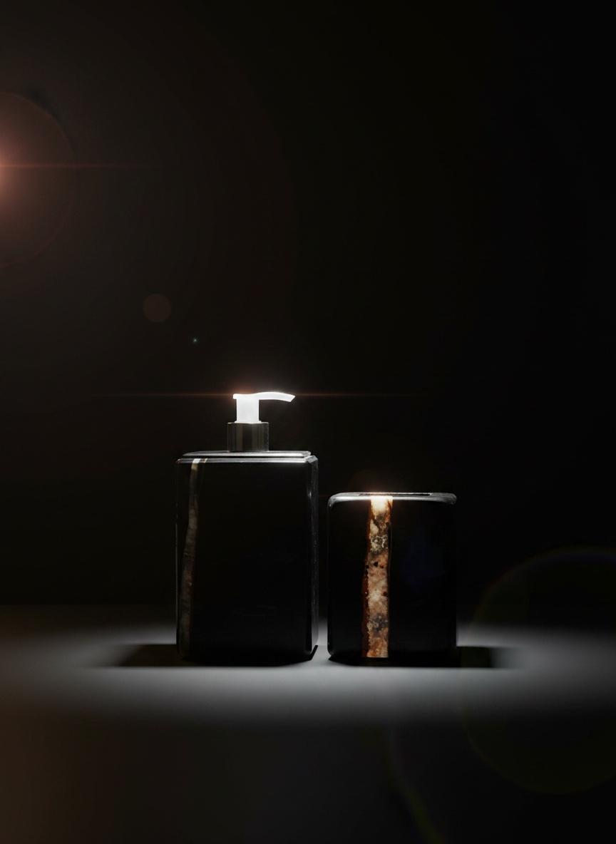 Set of 2pcs black marble bathroom accessories 3
