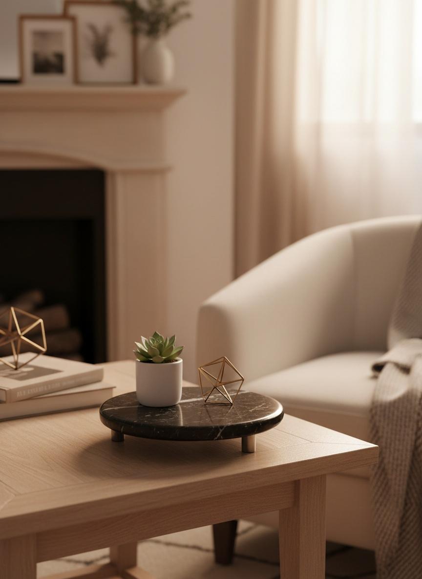 Round Black Marble Stand