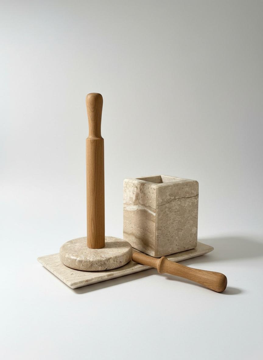 3pcs Beige Marble Kitchen Accessories Set 2