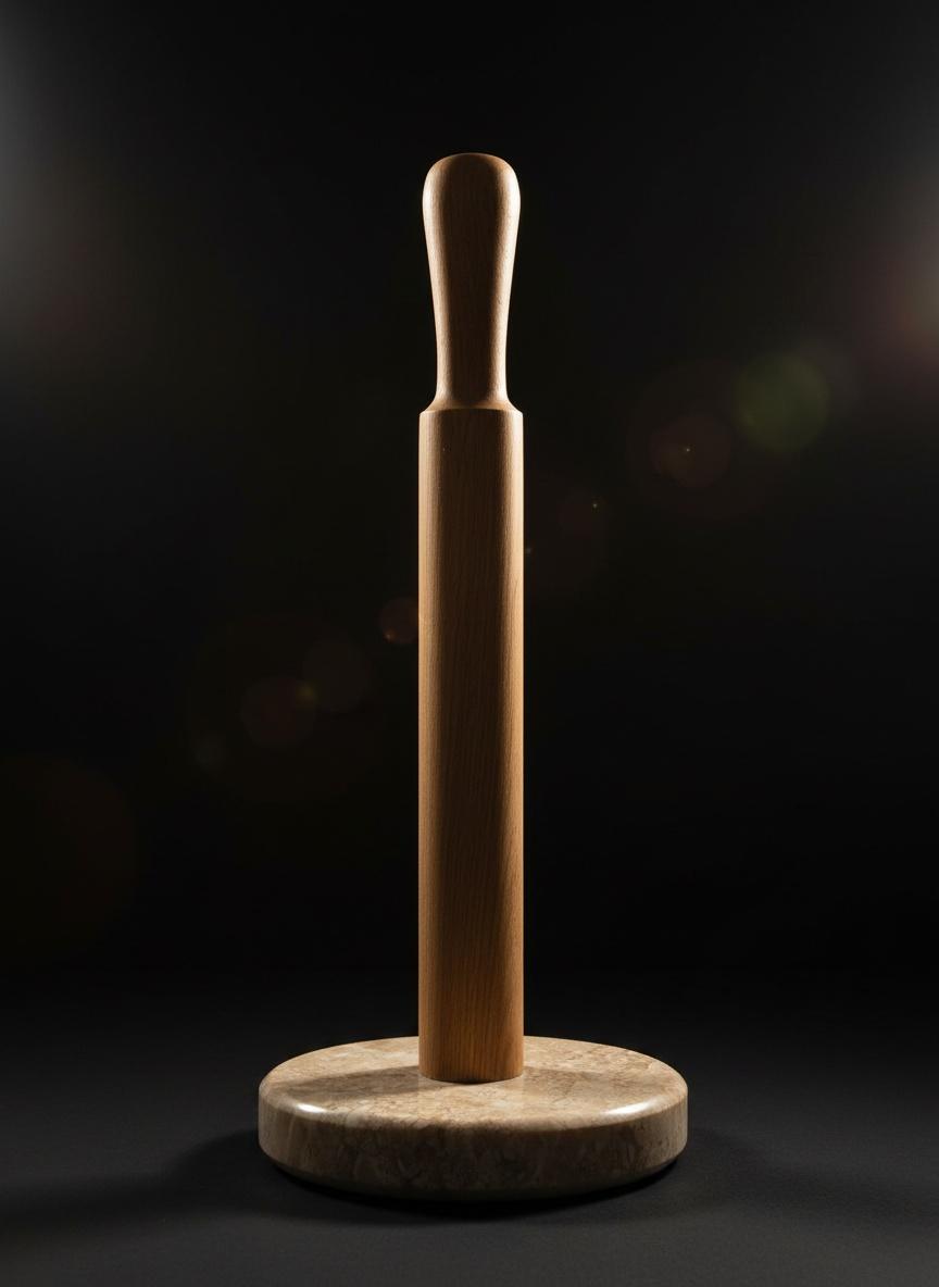 Porte essuie tout en marbre beige et bois 3