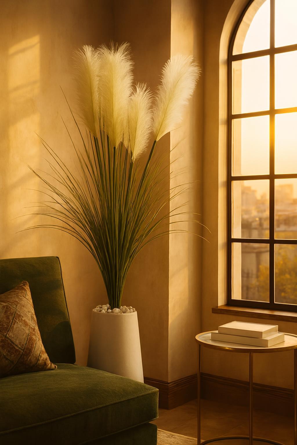 High-End Artificial Pampas Grass with Large Ceramic Pot 4