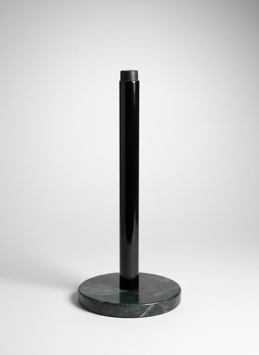 Porte essuie tout en marbre vert et métal noir 3