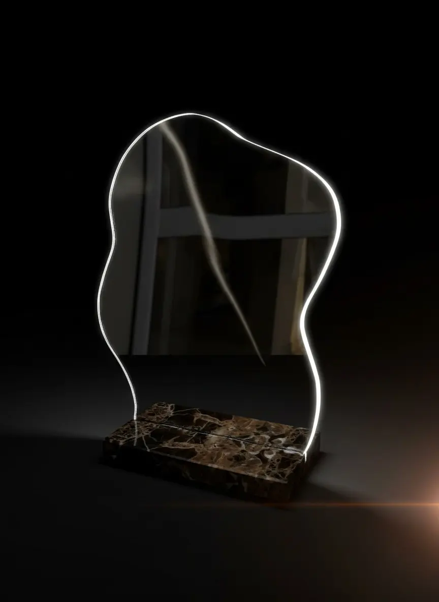 Miroir décoratif en marbre marron 2