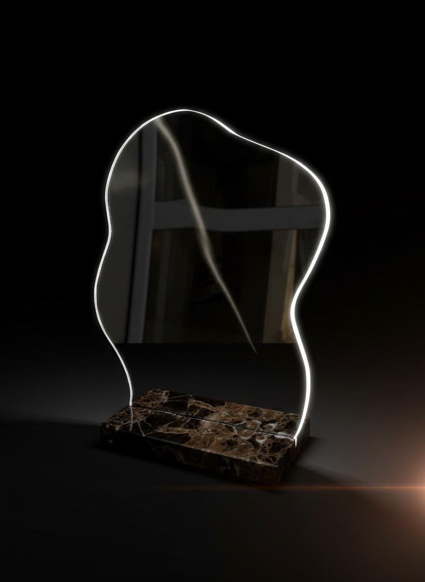 Miroir décoratif en marbre marron 2