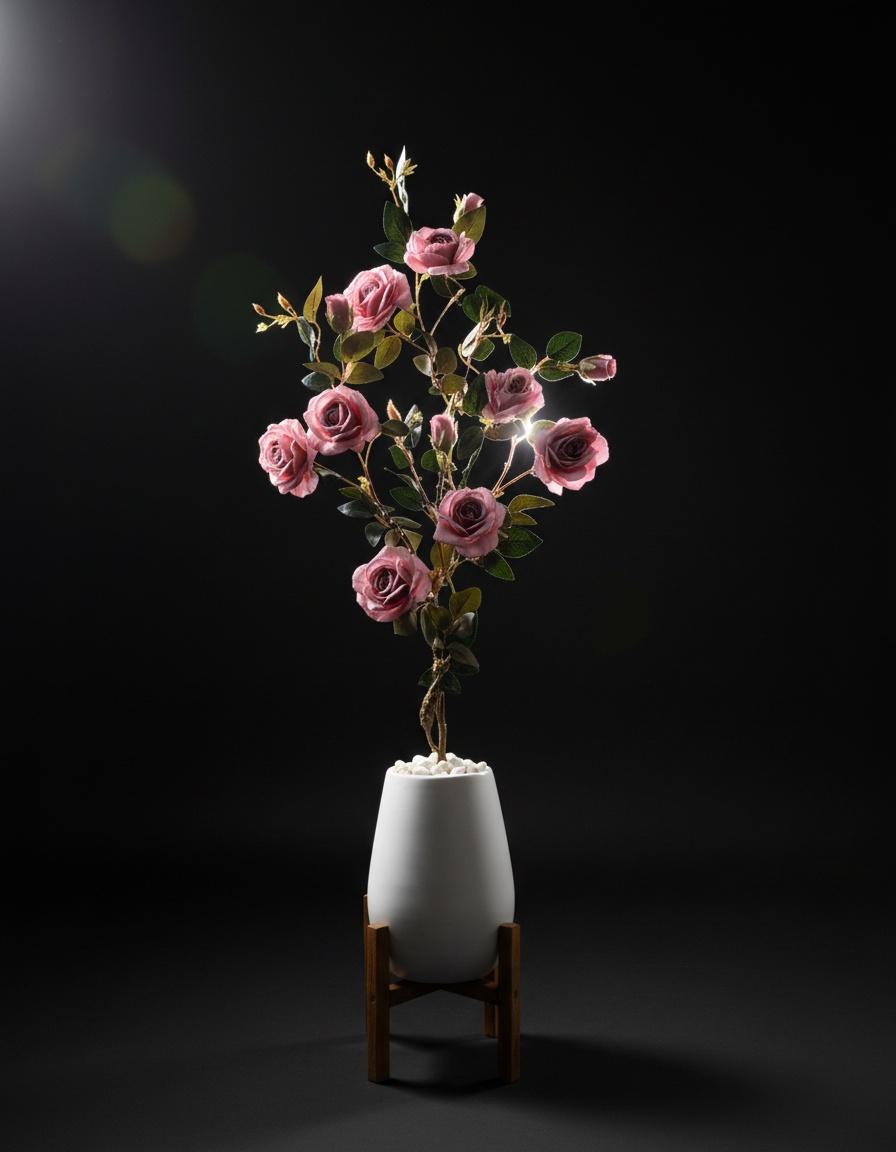 Artificial Old Pink Rose in Pot 3