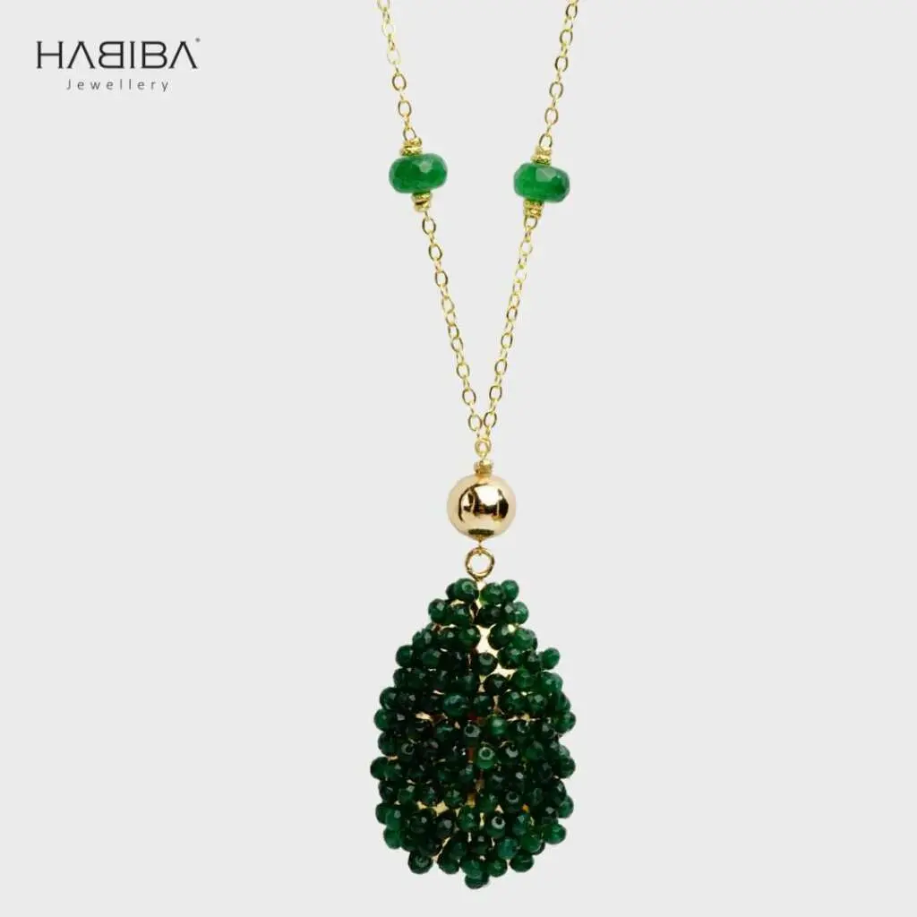 Collier SOFIA en cristal vert foncé