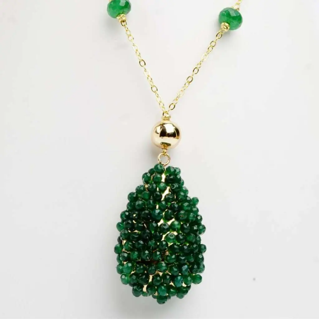 Collier SOFIA en cristal vert foncé