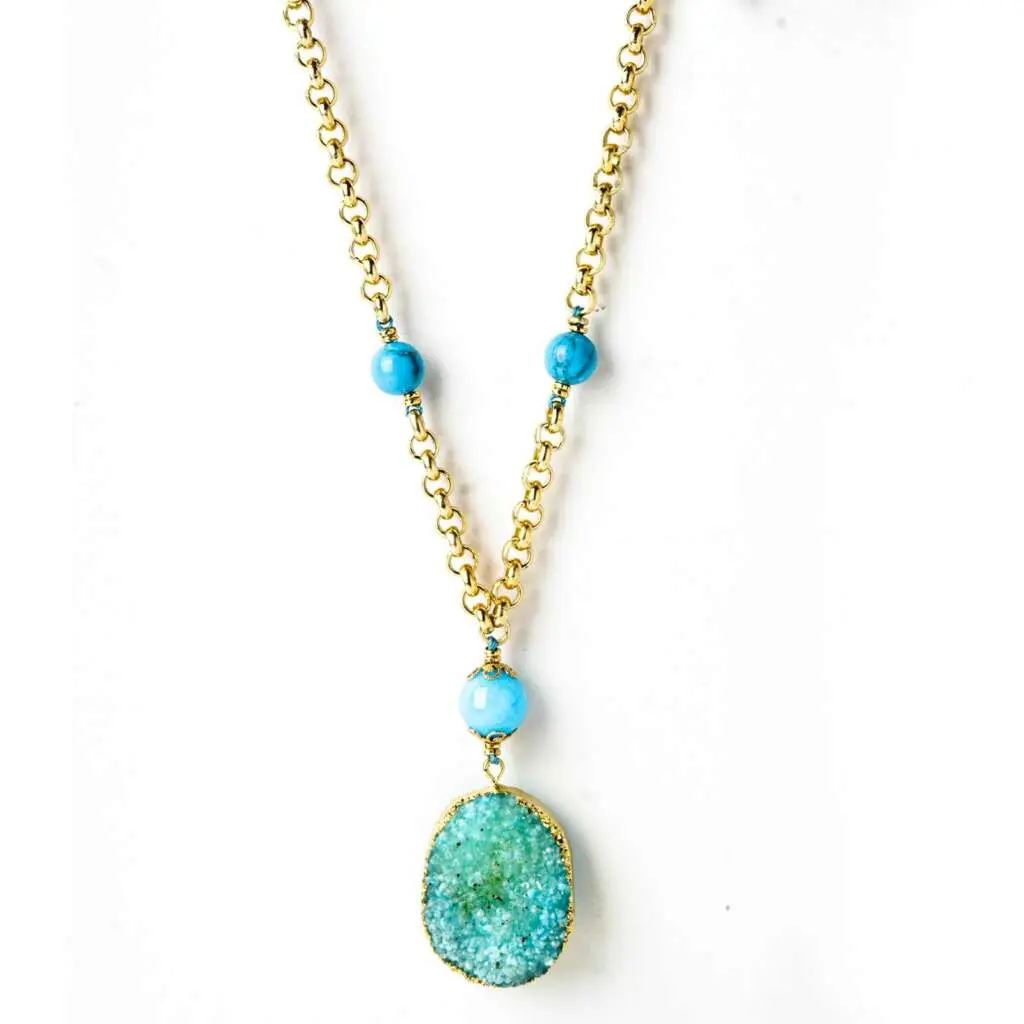 Collier en agate bleu