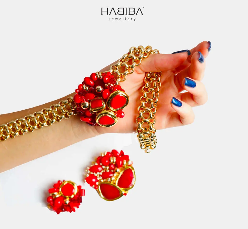 Collier FRIDA corail et perles
