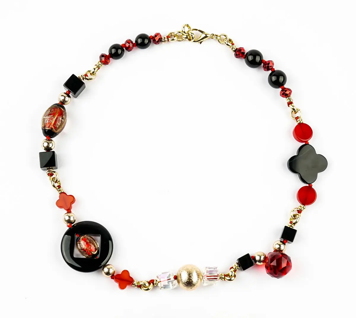 Collier ROMANCIA, onyx et rouge