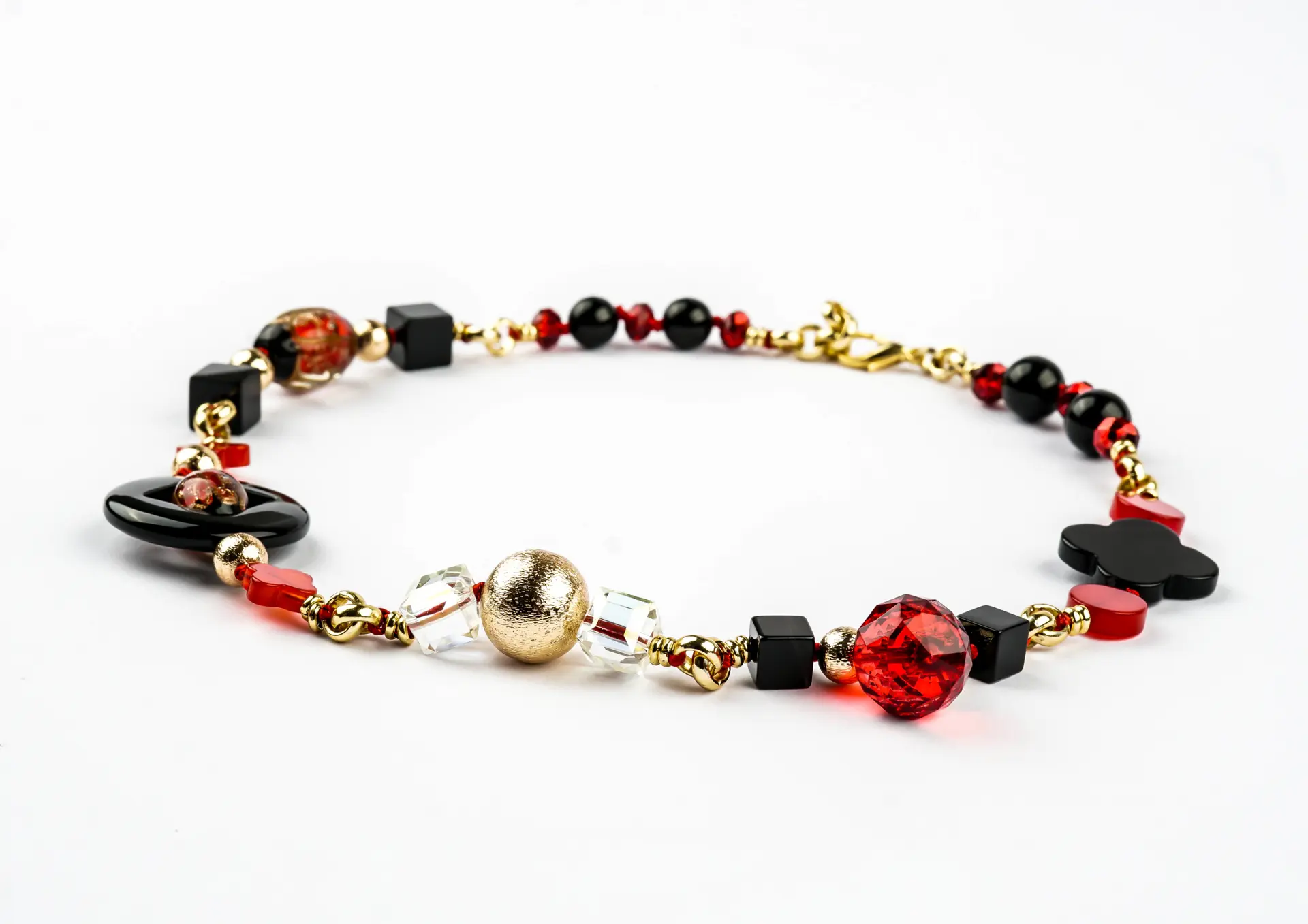 Collier ROMANCIA, onyx et rouge