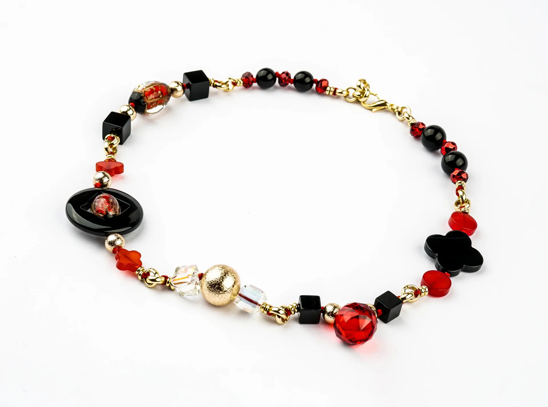 Collier ROMANCIA, onyx et rouge