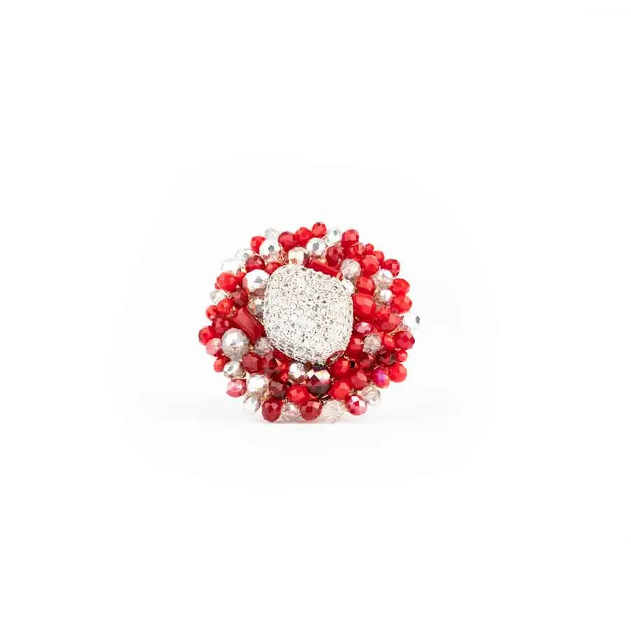 Bague SOFIA rouge argent
