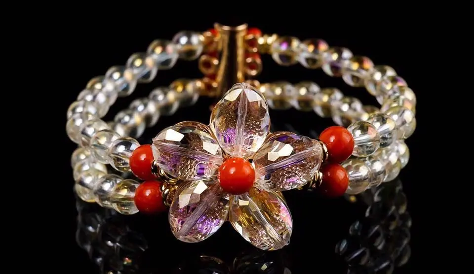 Bracelet FLORIA en cristal et fleur translucide