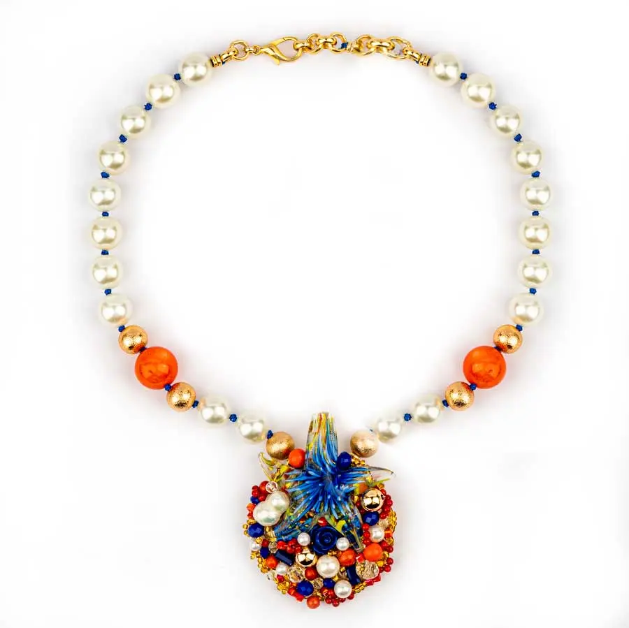 Collier ETOILE DE MER perles et corail