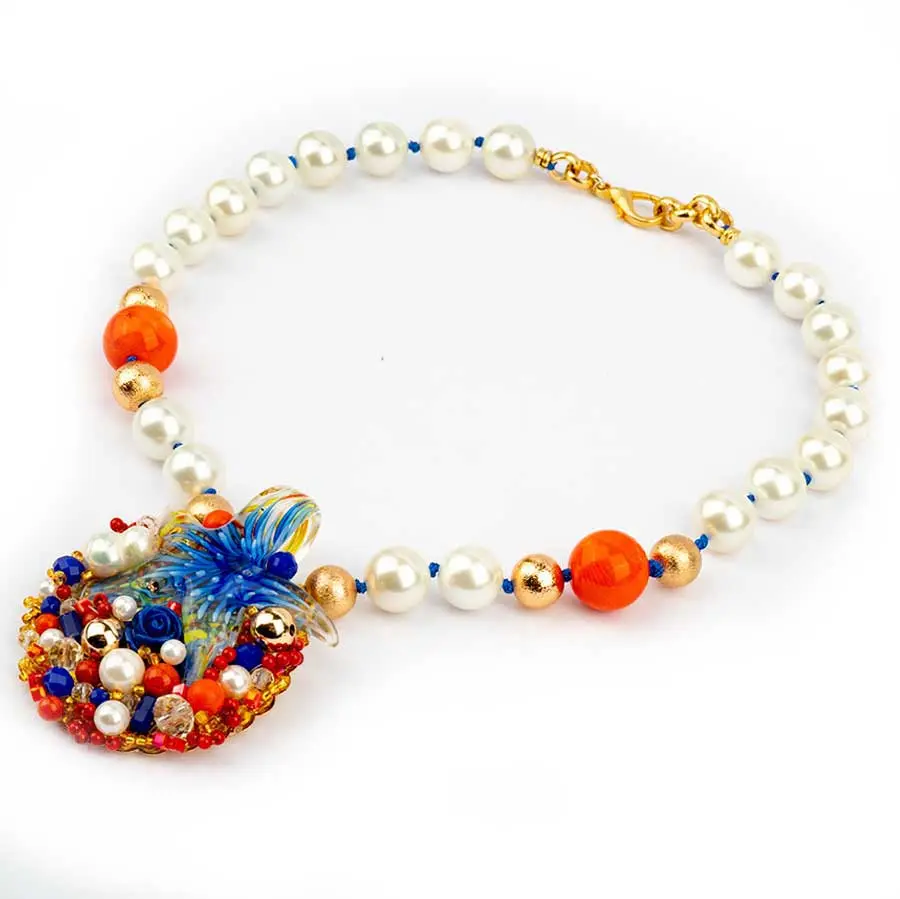Collier ETOILE DE MER perles et corail