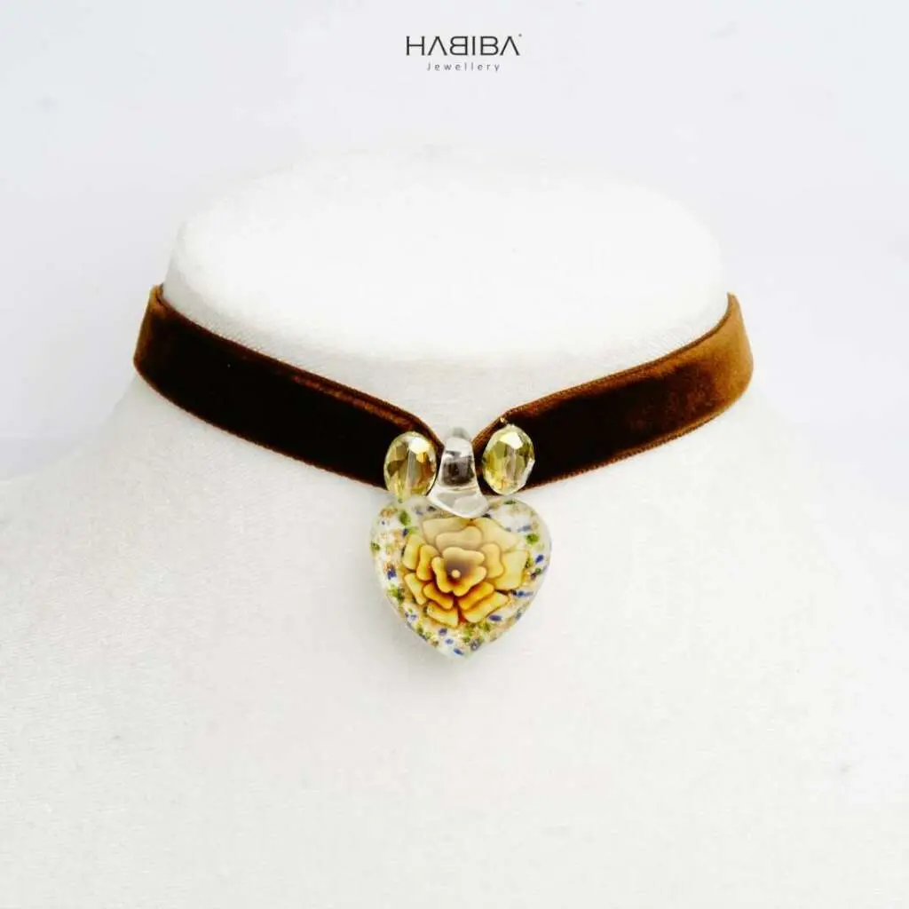 Choker VENEZIA avec ruban marron