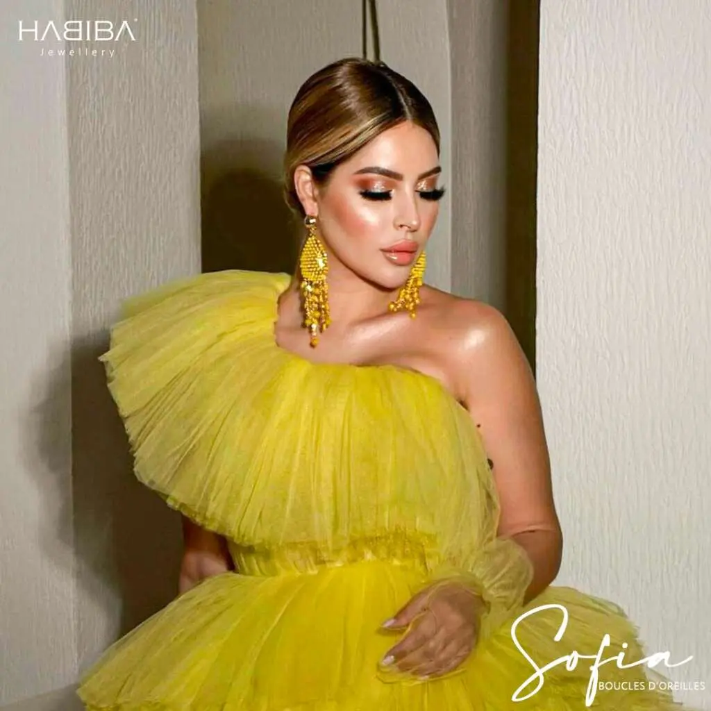 boucles d'oreilles SOFIA, cristal jaune