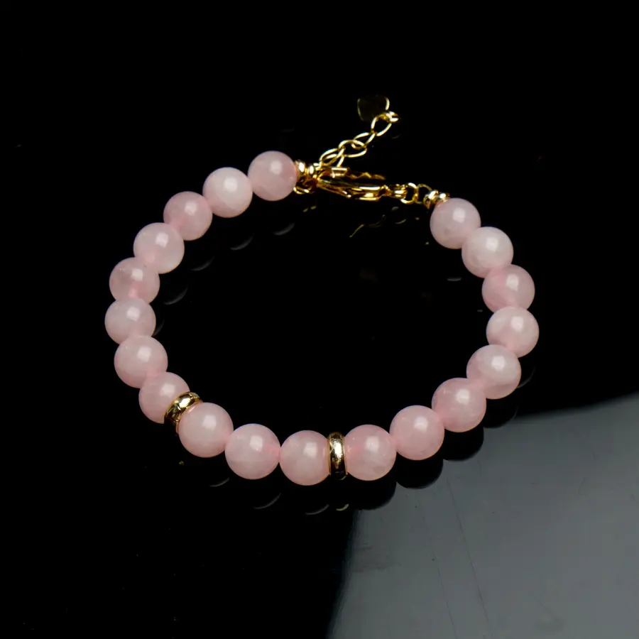 Bracelet en pierres quartz rose