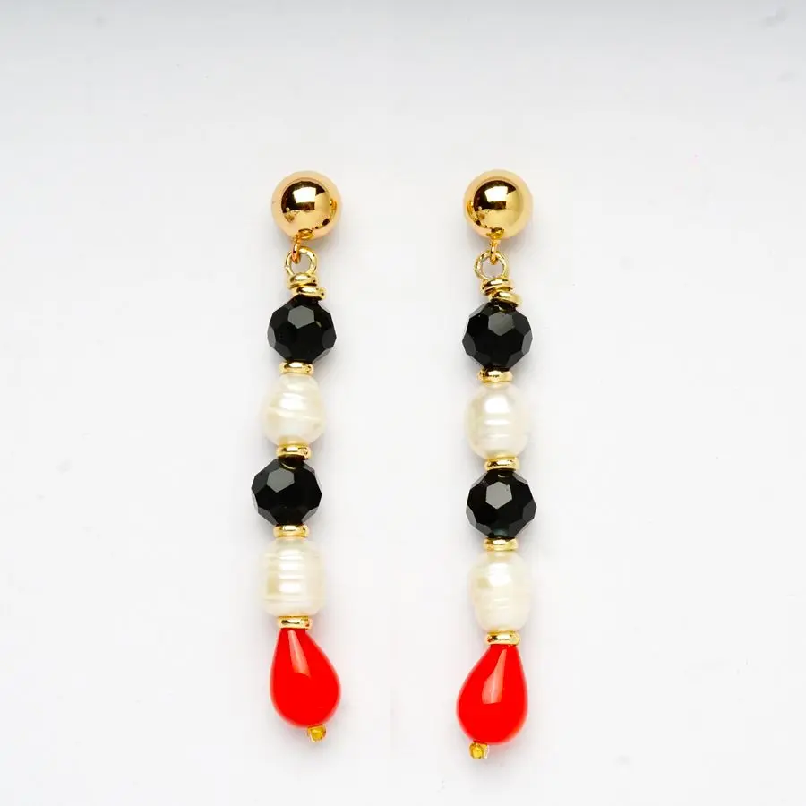 Boucles d’oreilles en perle et onyx