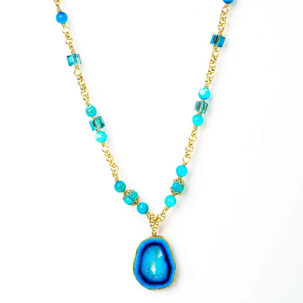 Sautoir en Agate bleue