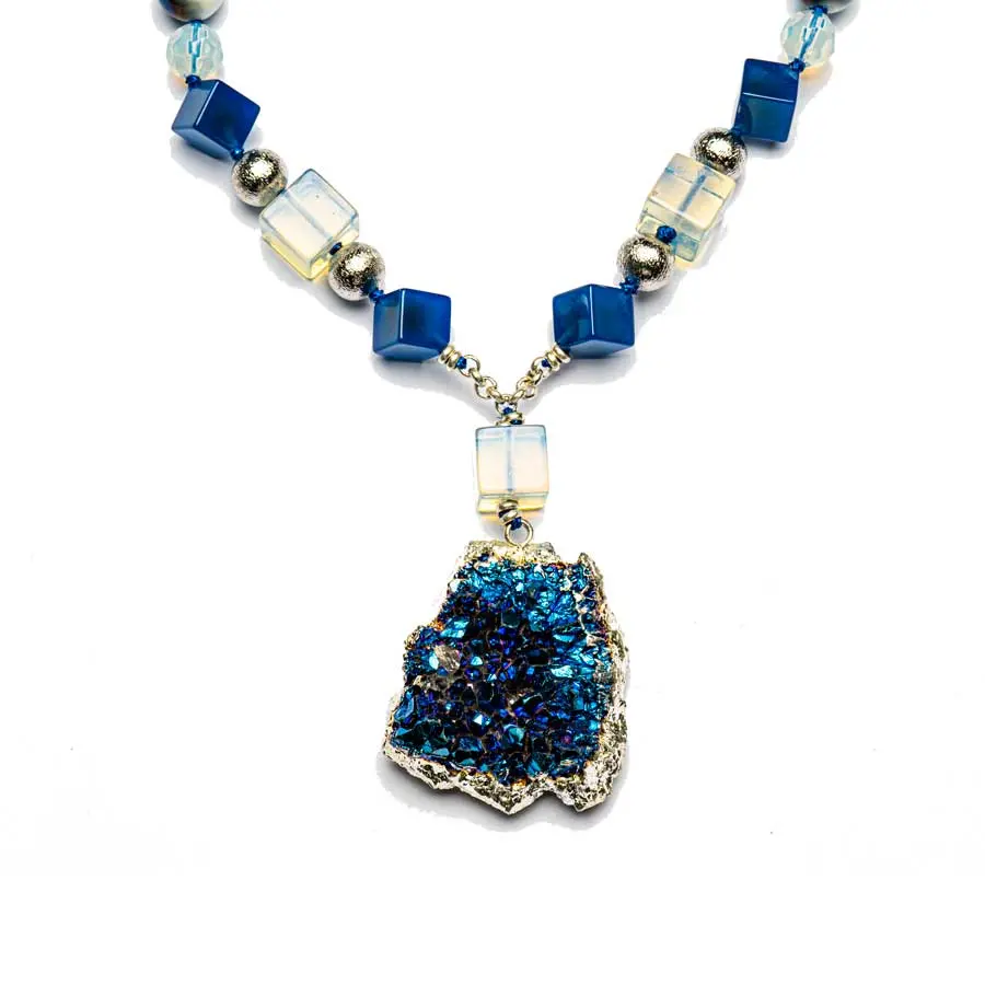 Collier AGATE Bleu et Opaline