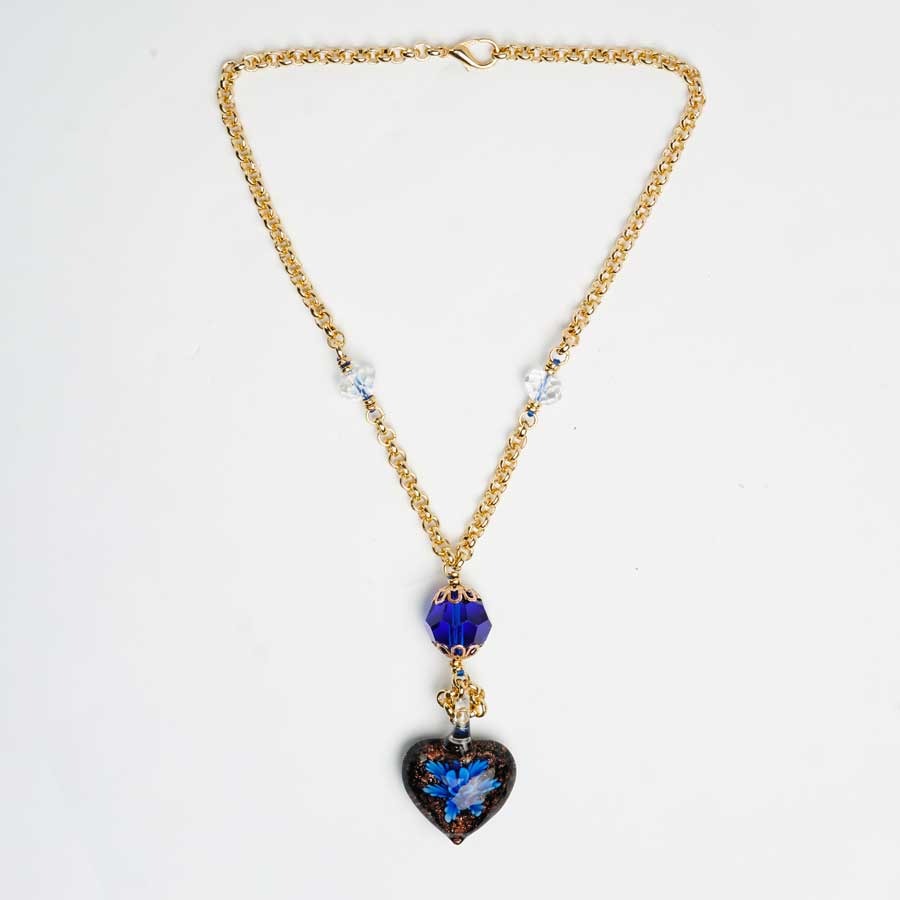 Collier VENEZIA cœur bleu et noir