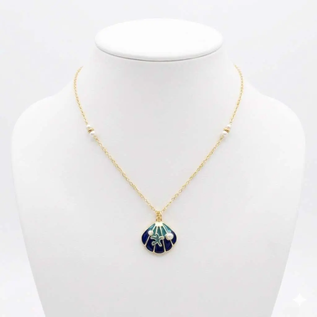 Collier Coquillage bleue
