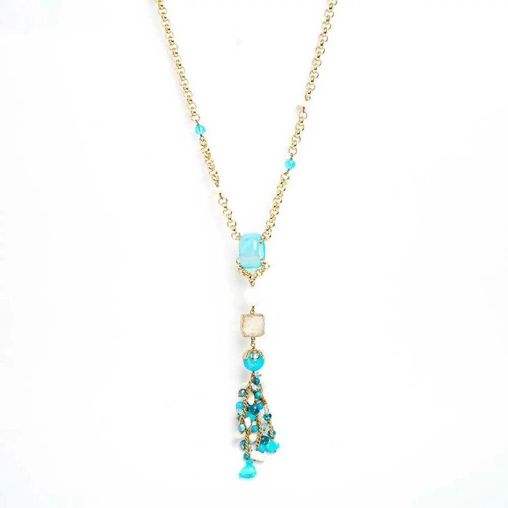 Sautoir POMPONA Agate et turquoise