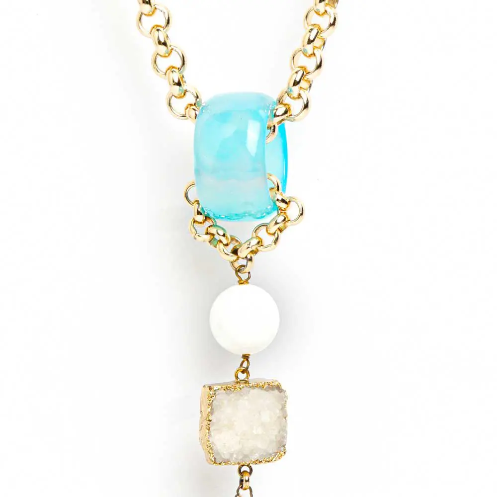 Sautoir POMPONA Agate et turquoise