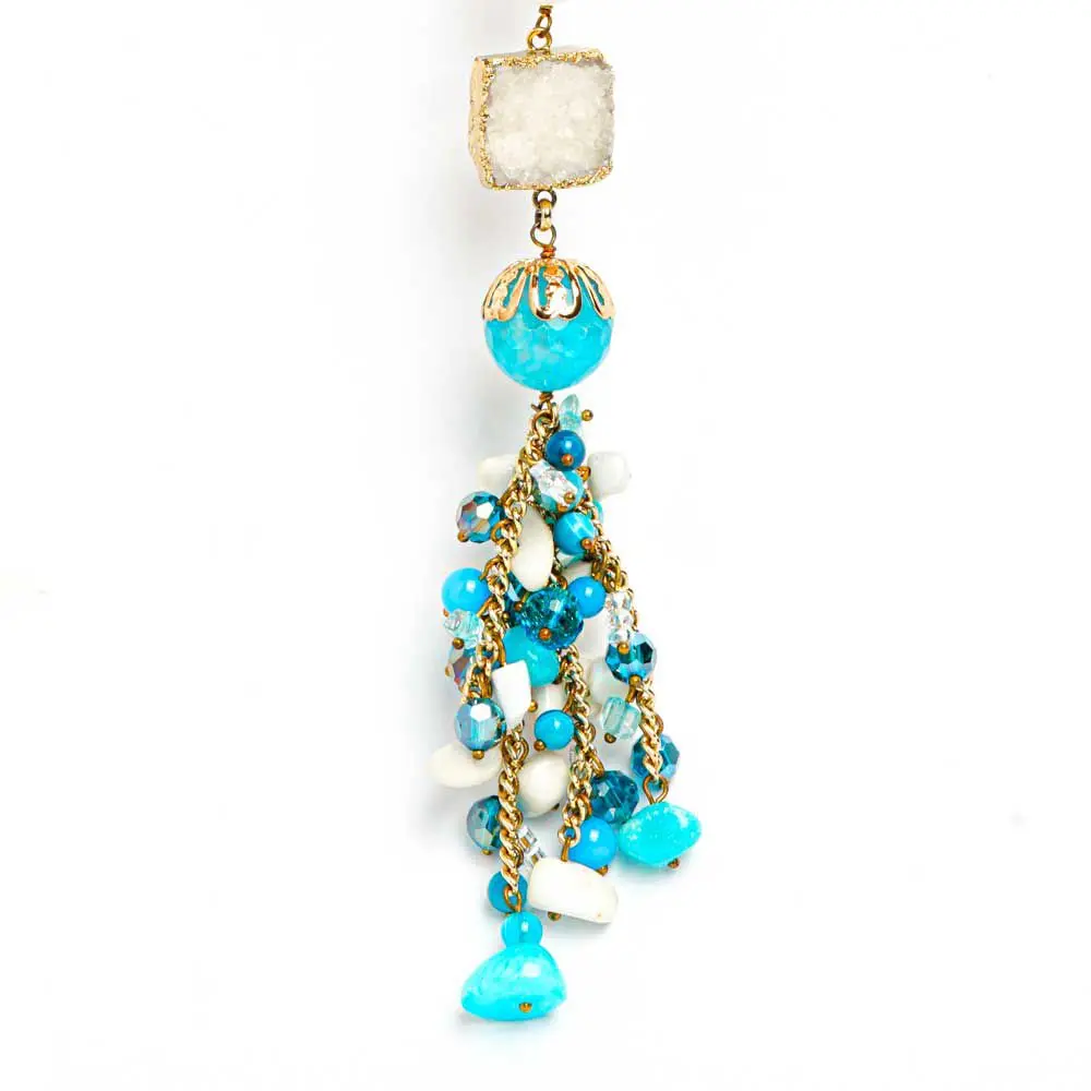 Sautoir POMPONA Agate et turquoise