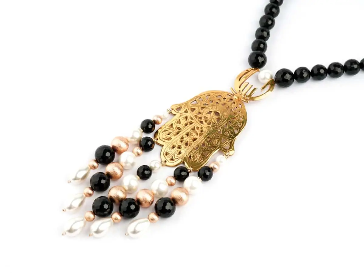 Collier KHOMSSA en perles et onyx