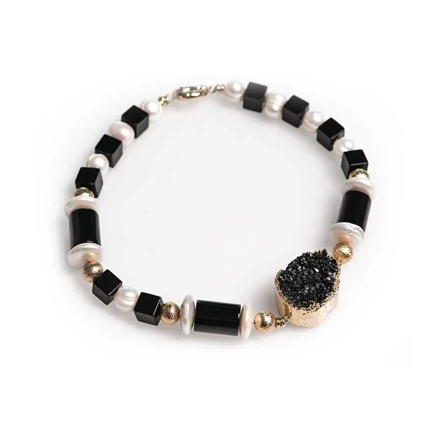 Collier AGATE, onyx et nacre