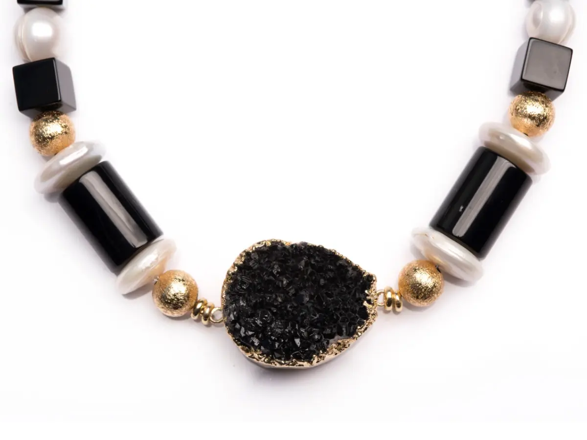 Collier AGATE, onyx et nacre