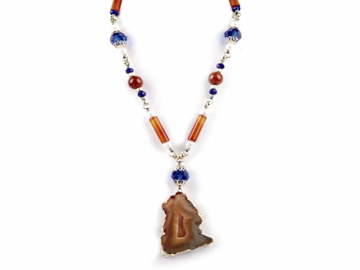 Sautoir AGATE Bleu Miel
