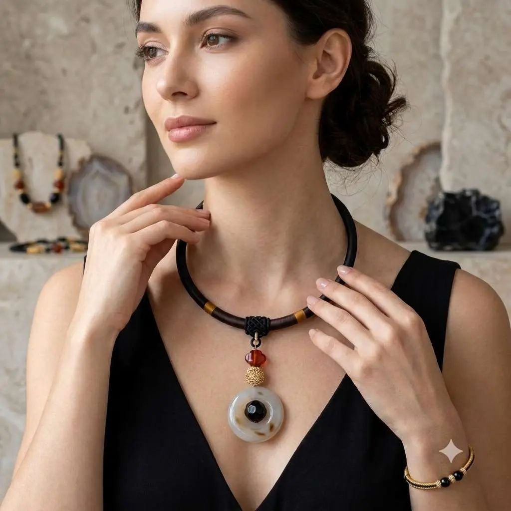 Collier soie d'HABIBA Marron