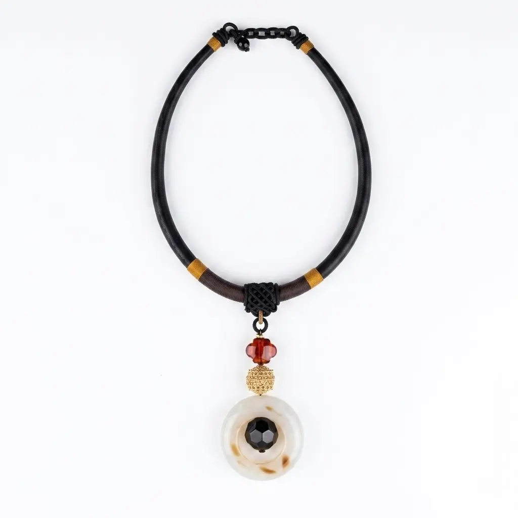 Collier soie d'HABIBA Marron