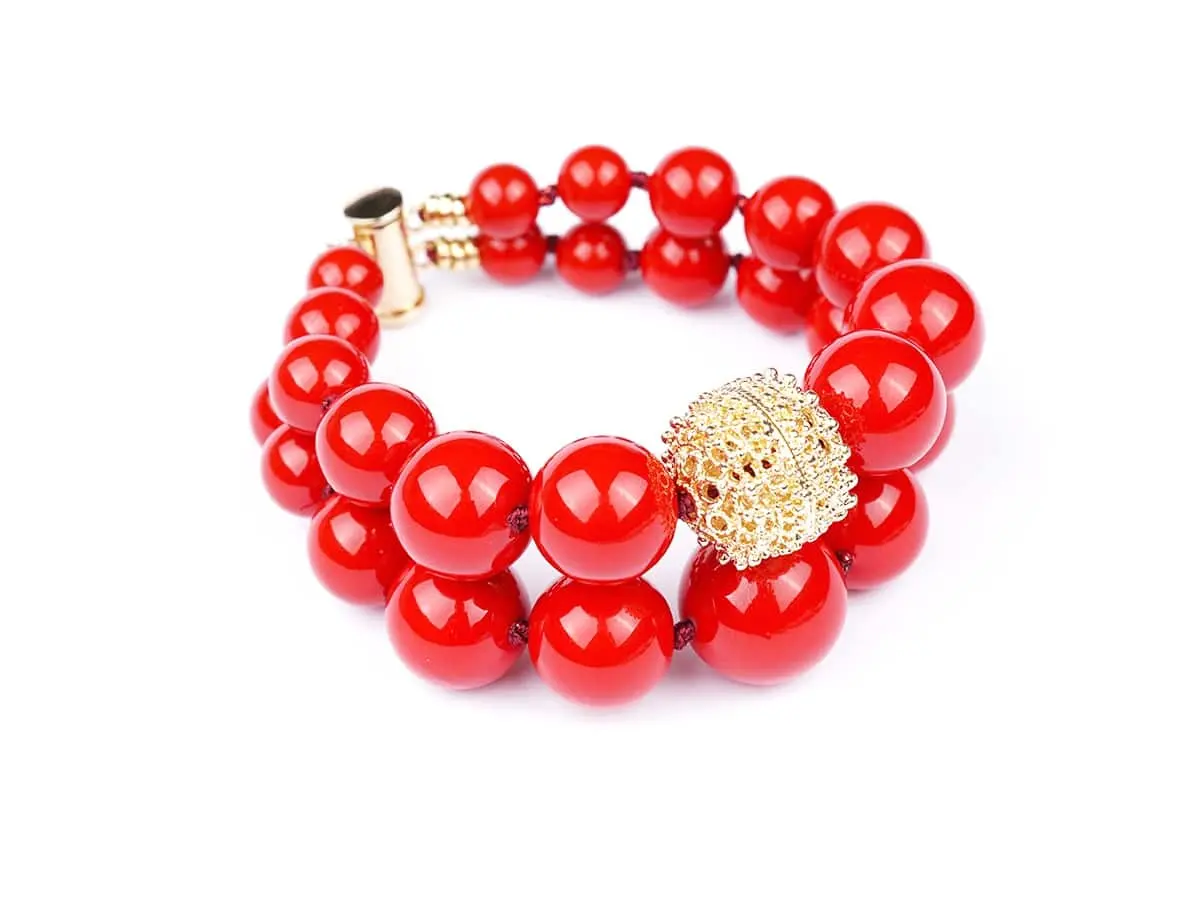 Bracelet, ROMANCIA, deux rangs, Rouge