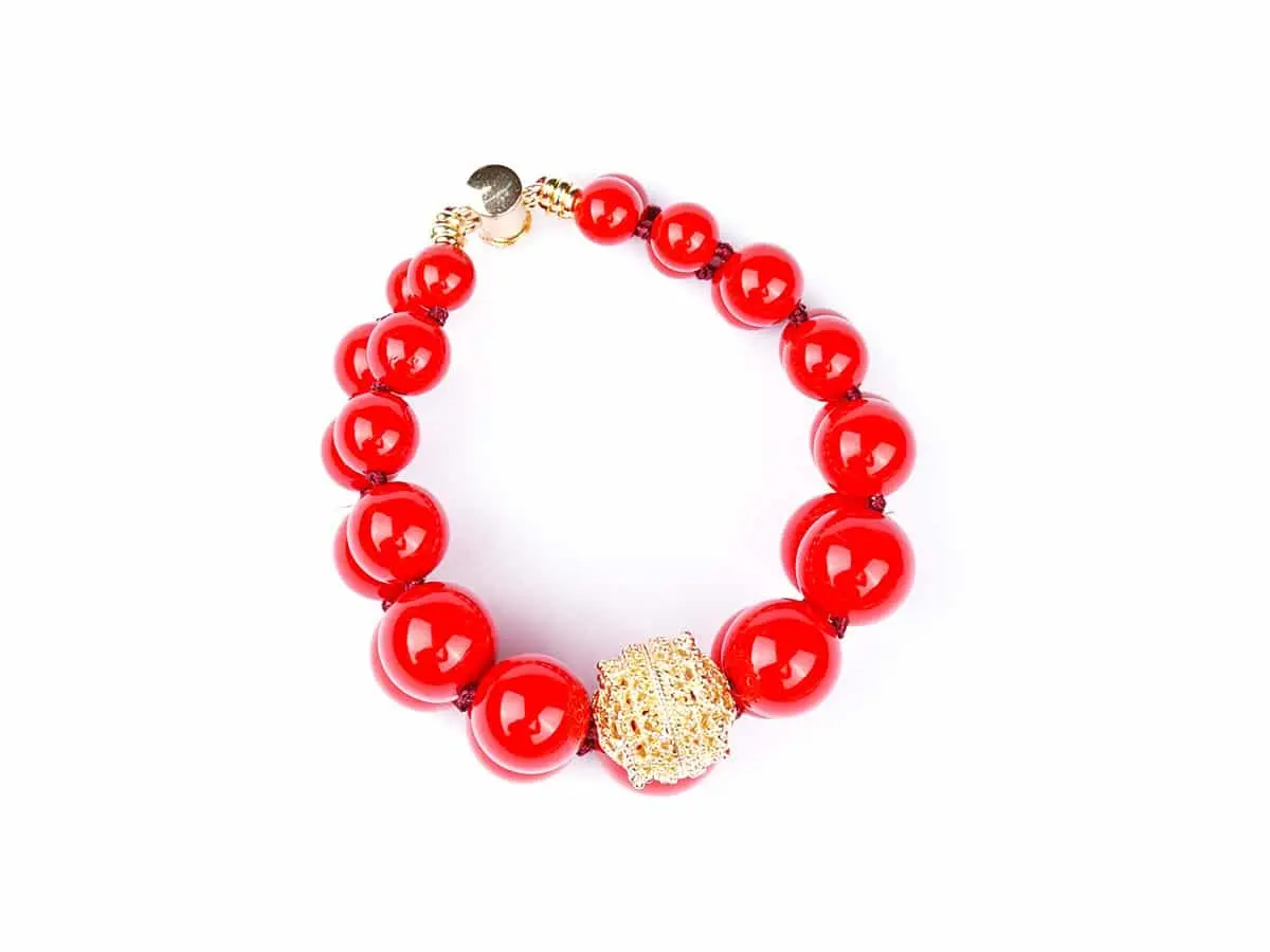 Bracelet, ROMANCIA, deux rangs, Rouge