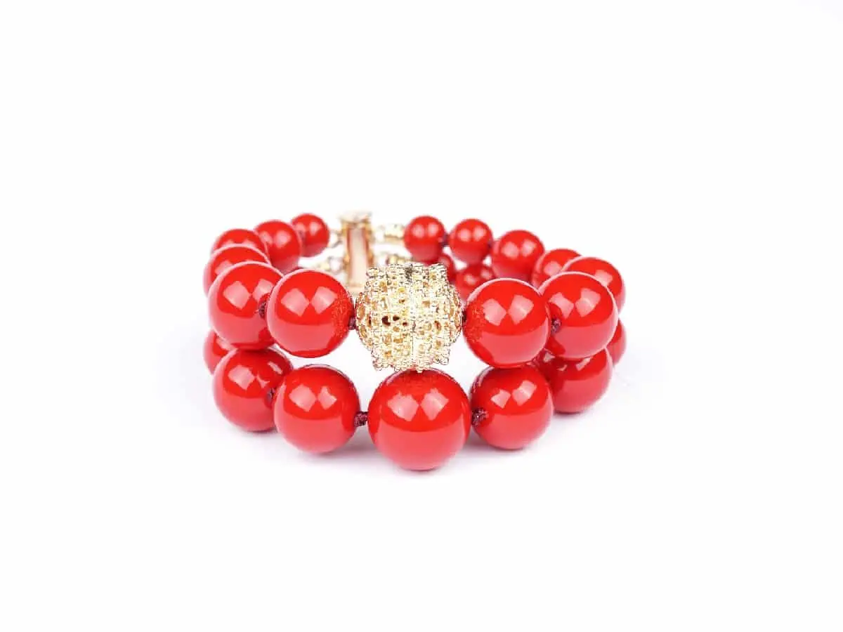 Bracelet, ROMANCIA, deux rangs, Rouge