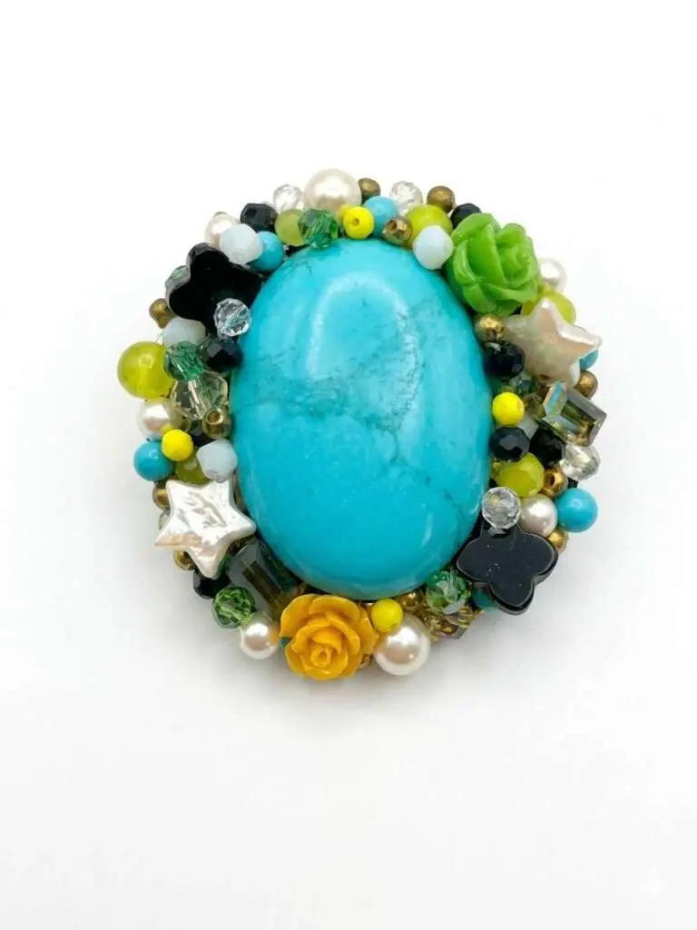 Broche Turquoise Jaune