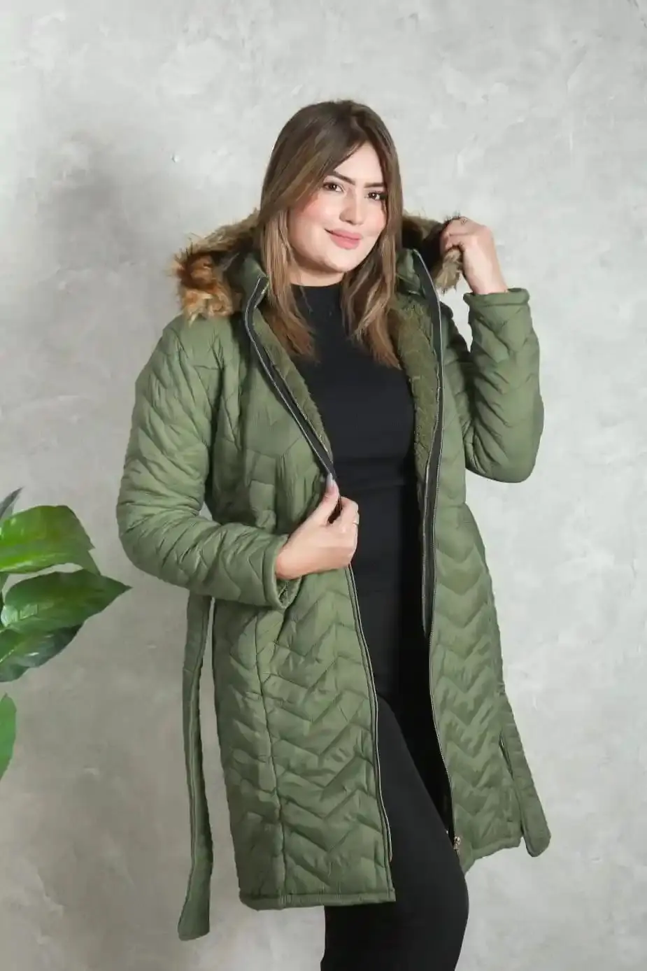 Manteau à Capuche Doublé Fourrure