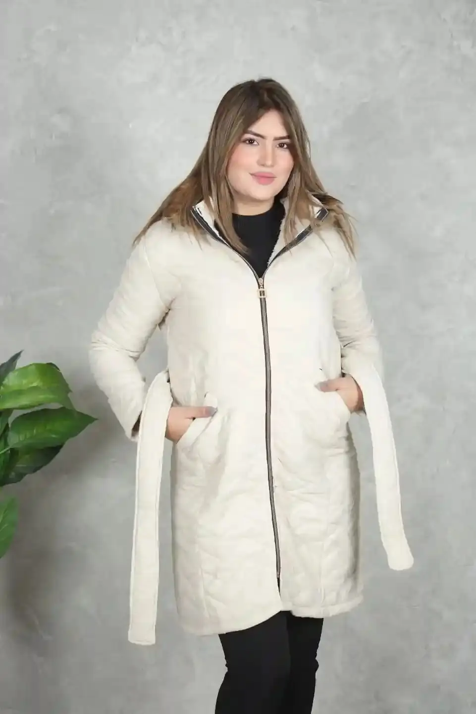 Manteau à Capuche Doublé Fourrure