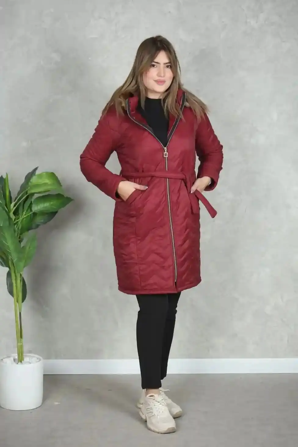 Manteau à Capuche Doublé Fourrure