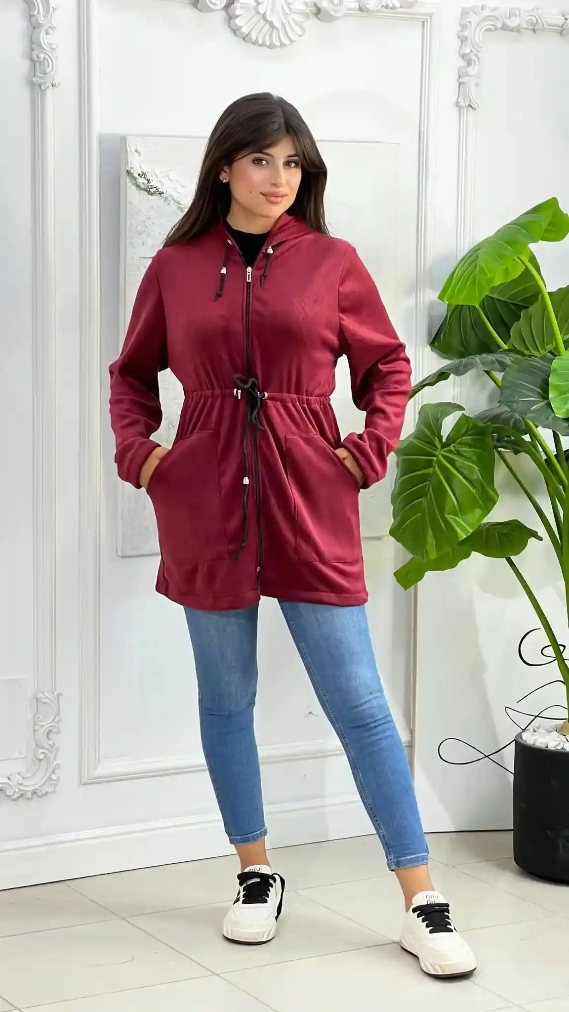 Veste à capuche en velours