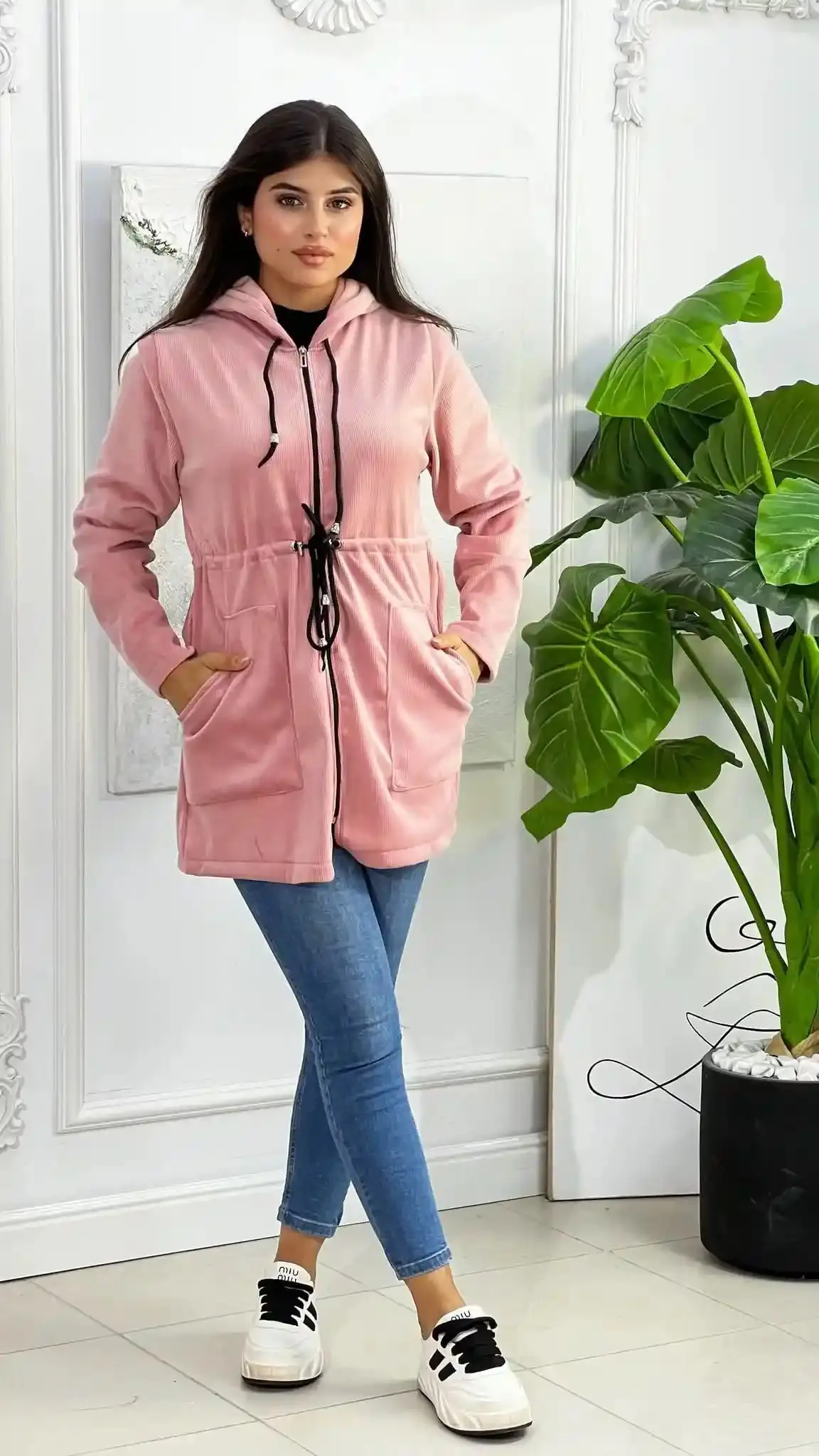 Veste à capuche en velours