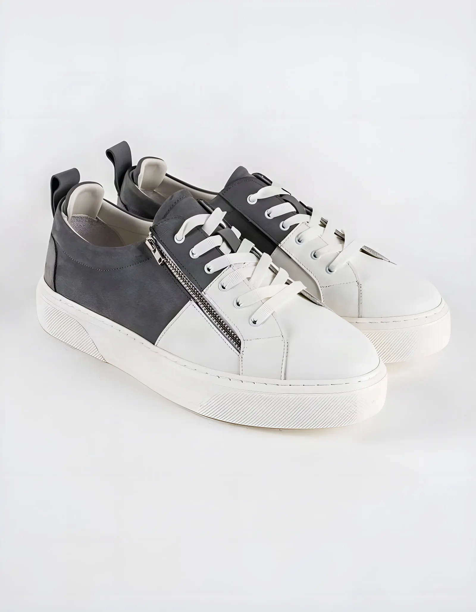 Baskets en cuir Cassio – CVR06 Blanc/Gris