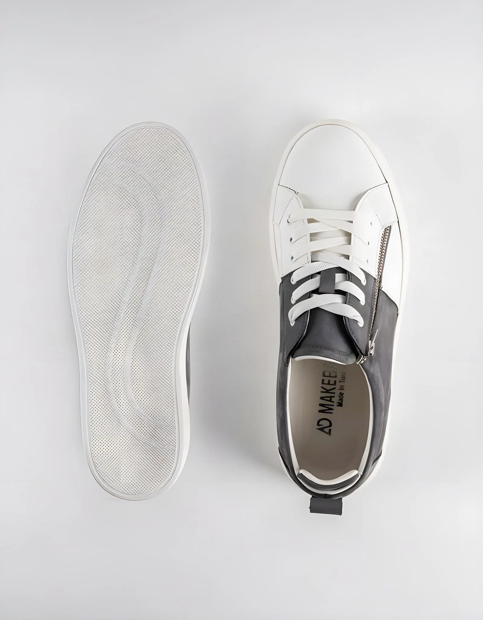 Baskets en cuir Cassio – CVR06 Blanc/Gris